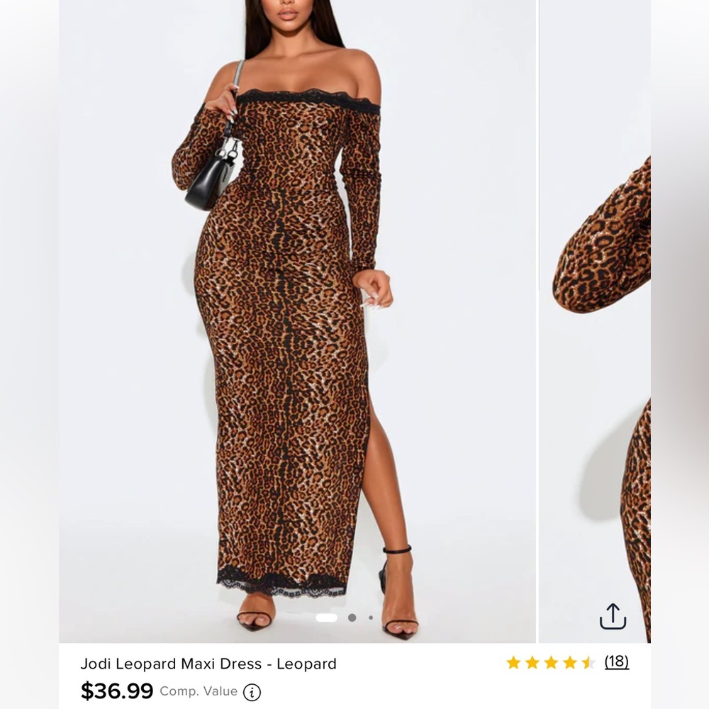 Fashion Nova leopard Bodycon Slit Dress